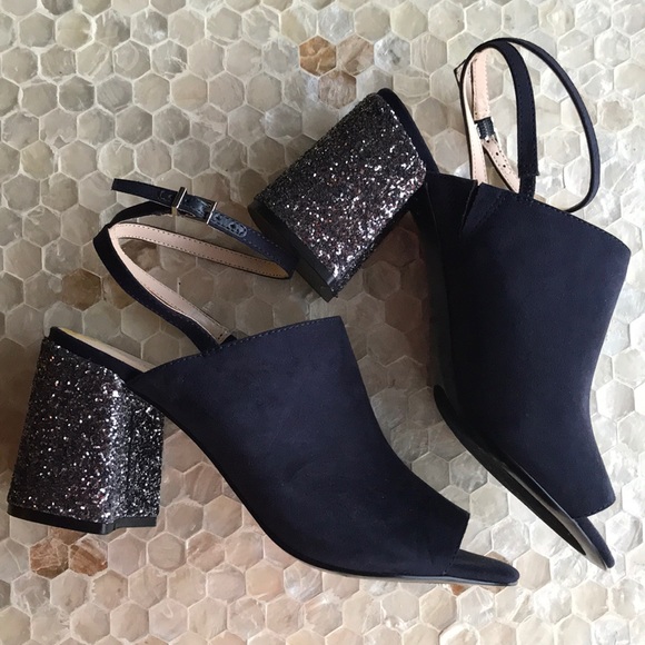 Nine West Shoes - Nine West Blue peep toe 3.5” shimmer heel sandals